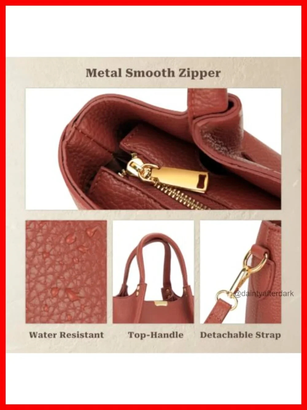 Vegan Leather Satchel Handbag for Women with Detachable Crossbody Strap